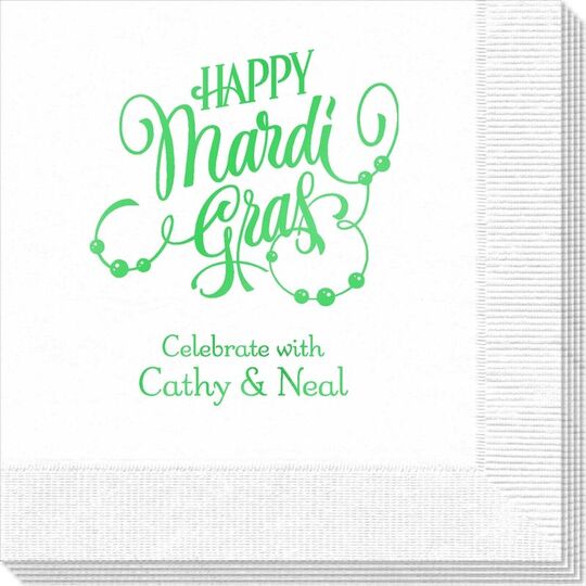 Happy Mardi Gras Beads Napkins